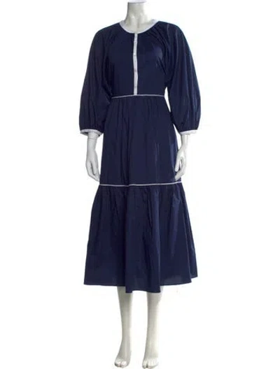 Pre-owned Staud Crew Neck Long Dress In Blue