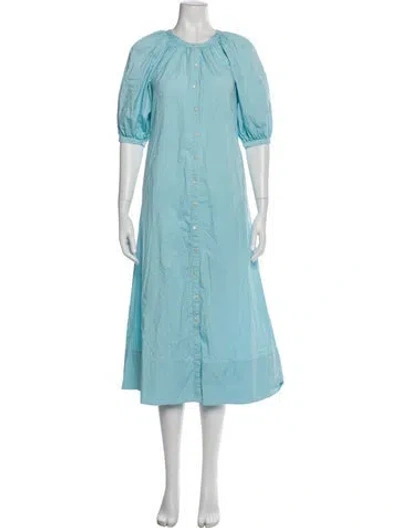 Pre-owned Staud Crew Neck Long Dress In Blue
