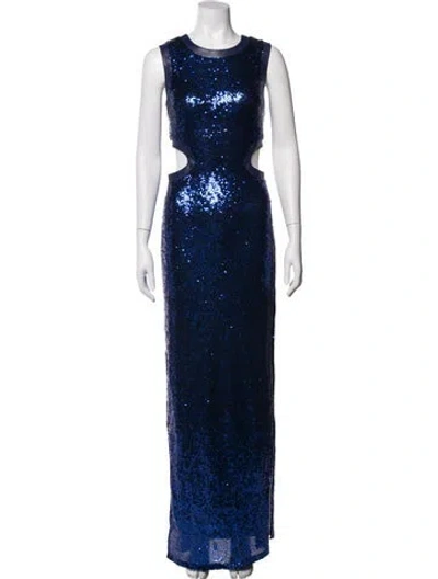 Pre-owned Staud Crew Neck Long Dress In Blue