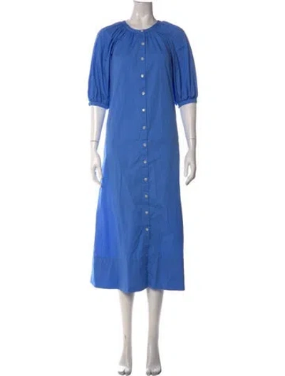 Pre-owned Staud Crew Neck Long Dress In Blue