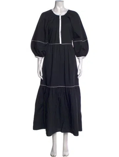 Pre-owned Staud Crew Neck Long Dress In Blue