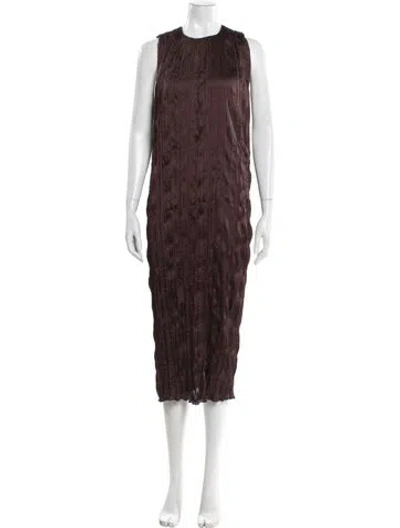 Pre-owned Staud Crew Neck Long Dress In Brown