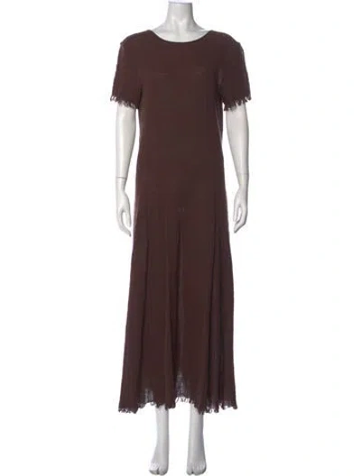 Pre-owned Staud Crew Neck Long Dress In Brown