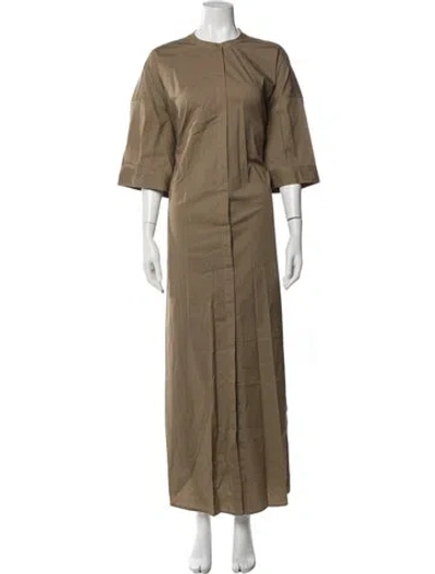 Pre-owned Staud Crew Neck Long Dress In Brown