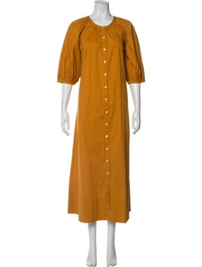 Pre-owned Staud Crew Neck Long Dress In Brown