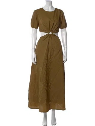 Pre-owned Staud Crew Neck Long Dress In Brown