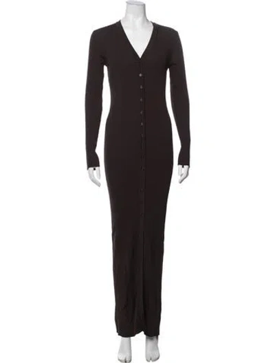 Pre-owned Staud Crew Neck Long Dress In Brown