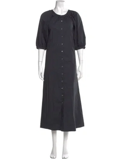 Pre-owned Staud Crew Neck Long Dress In Gray