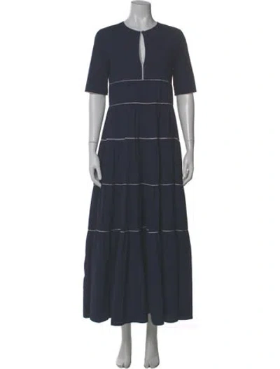 Pre-owned Staud Crew Neck Long Dress In Gray