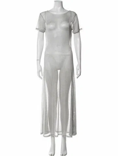 Pre-owned Staud Crew Neck Long Dress In Gray