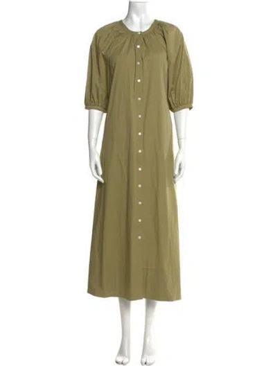 Pre-owned Staud Crew Neck Long Dress In Green