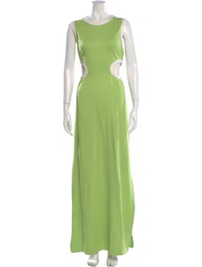 Pre-owned Staud Crew Neck Long Dress In Green