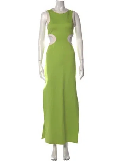 Pre-owned Staud Crew Neck Long Dress In Green