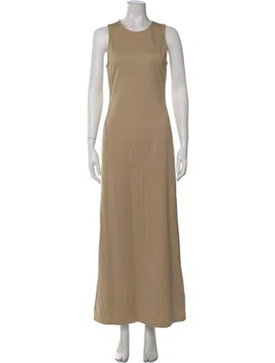Pre-owned Staud Crew Neck Long Dress In Neutral