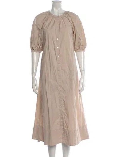 Pre-owned Staud Crew Neck Long Dress In Neutral