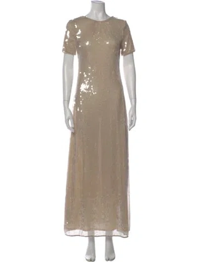 Pre-owned Staud Crew Neck Long Dress In Neutral