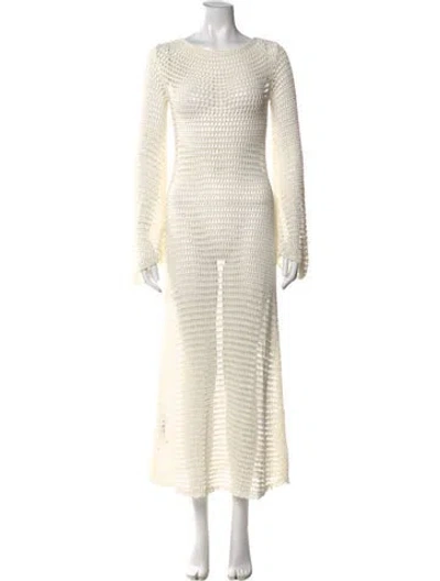 Pre-owned Staud Crew Neck Long Dress In Neutral