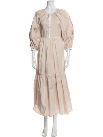 Pre-owned Staud Crew Neck Long Dress In Neutral