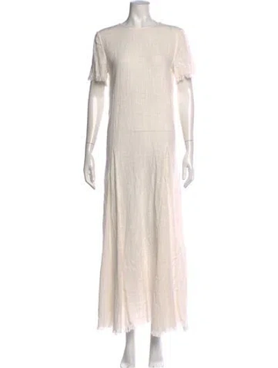 Pre-owned Staud Crew Neck Long Dress In Neutral