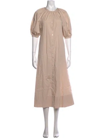 Pre-owned Staud Crew Neck Long Dress In Neutrals
