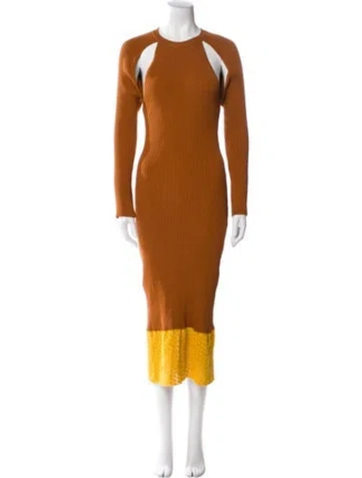 Pre-owned Staud Crew Neck Long Dress In Orange