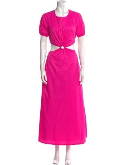 Pre-owned Staud Crew Neck Long Dress In Pink