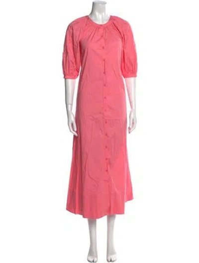 Pre-owned Staud Crew Neck Long Dress In Pink