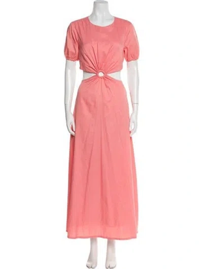 Pre-owned Staud Crew Neck Long Dress In Pink