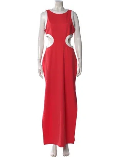 Pre-owned Staud Crew Neck Long Dress In Pink