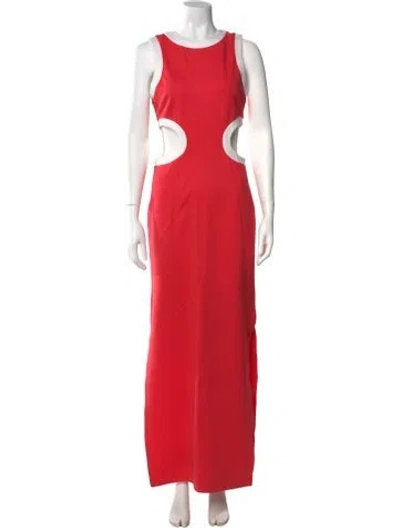 Pre-owned Staud Crew Neck Long Dress In Red