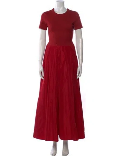 Pre-owned Staud Crew Neck Long Dress In Red
