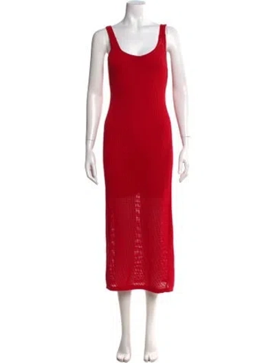 Pre-owned Staud Crew Neck Long Dress In Red