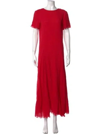 Pre-owned Staud Crew Neck Long Dress In Red