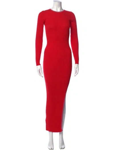 Pre-owned Staud Crew Neck Long Dress In Red