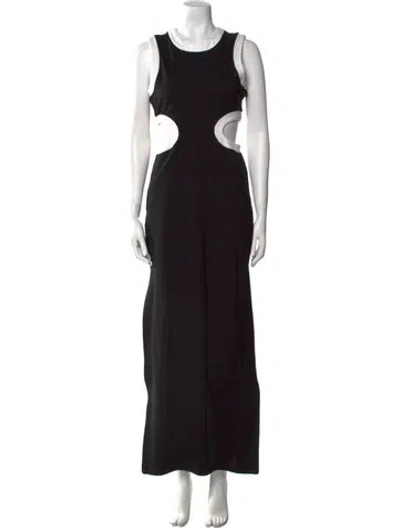 Pre-owned Staud Crew Neck Long Dress W/ Tags In Black