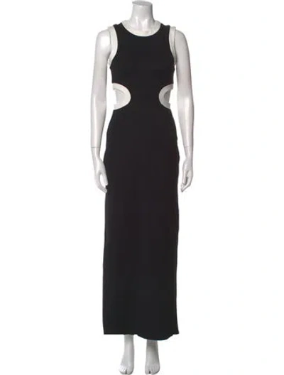 Pre-owned Staud Crew Neck Long Dress W/ Tags In Black