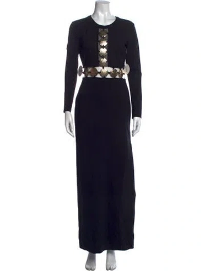 Pre-owned Staud Crew Neck Long Dress W/ Tags In Black