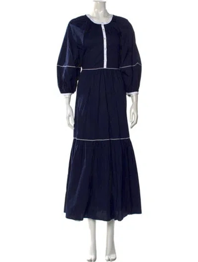 Pre-owned Staud Crew Neck Long Dress W/ Tags In Blue