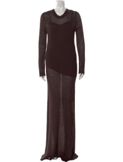 Pre-owned Staud Crew Neck Long Dress W/ Tags In Brown