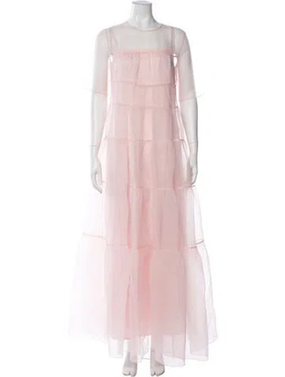 Pre-owned Staud Crew Neck Long Dress W/ Tags In Pink