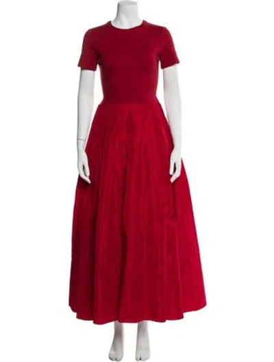 Pre-owned Staud Crew Neck Long Dress W/ Tags In Red