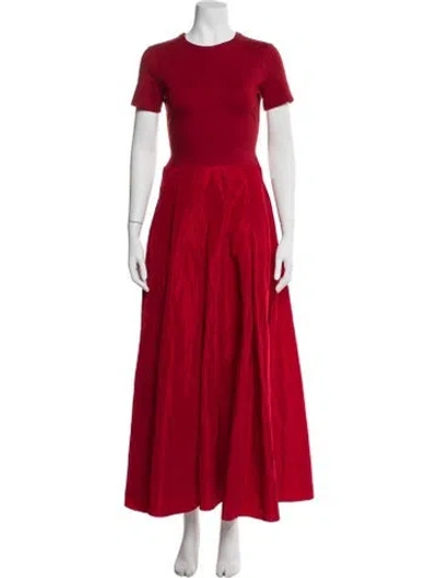 Pre-owned Staud Crew Neck Long Dress W/ Tags In Red
