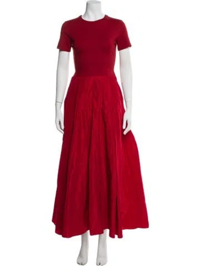 Pre-owned Staud Crew Neck Long Dress W/ Tags In Red
