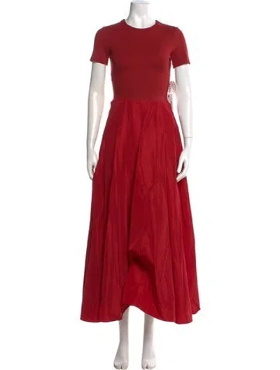 Pre-owned Staud Crew Neck Long Dress W/ Tags In Red