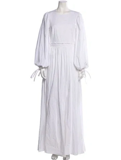 Pre-owned Staud Crew Neck Long Dress W/ Tags In White