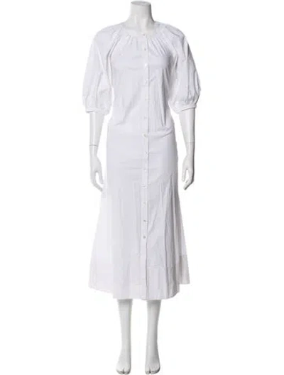 Pre-owned Staud Crew Neck Long Dress In White