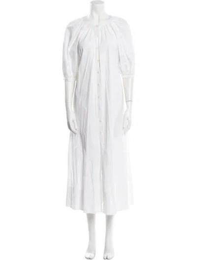 Pre-owned Staud Crew Neck Long Dress In White