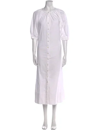 Pre-owned Staud Crew Neck Long Dress In White