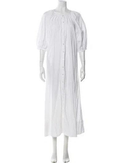 Pre-owned Staud Crew Neck Long Dress In White