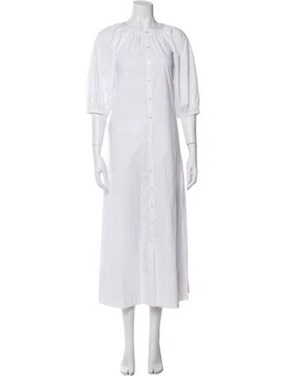 Pre-owned Staud Crew Neck Long Dress In White